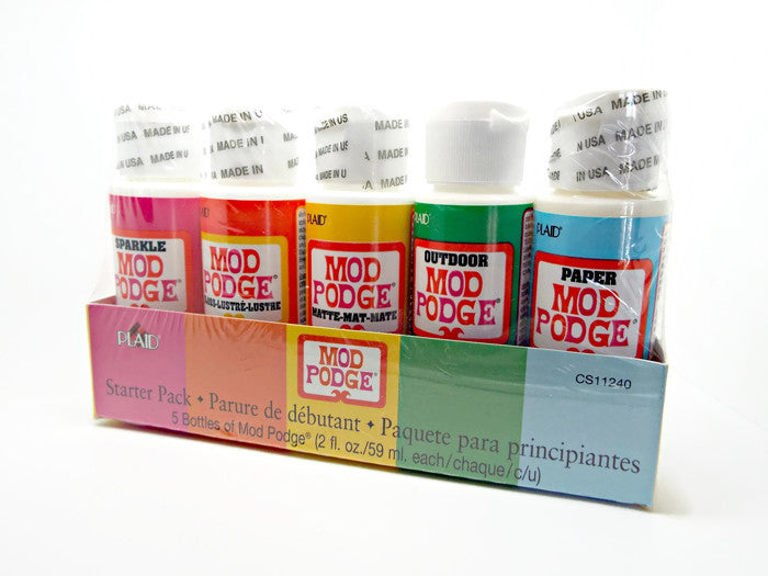 MOD PODGE Mini Starter Set, 5x 2oz Bottles, Gloss, Matte, Sparkle, Outdoor, Paper, Decoupage and Scrapbooking