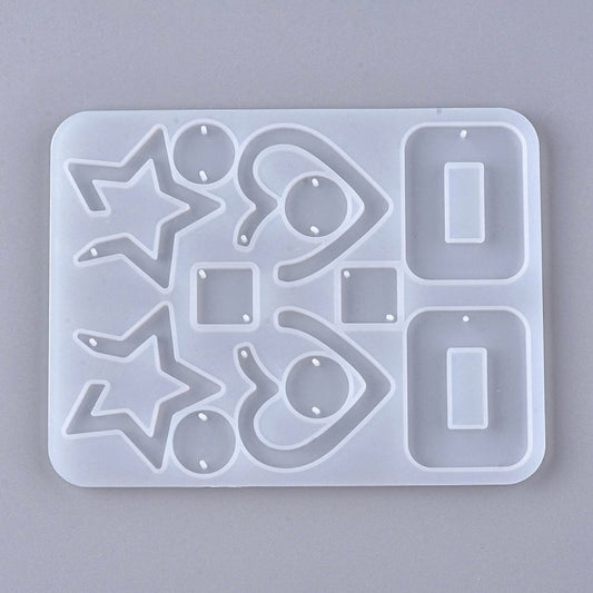 12pc Earring or Pendant Silicone Mould, 15x16cm Shallow for Resin or Clay Jewellery