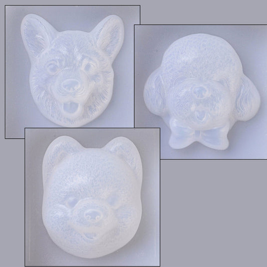 3 LARGE DOG Head Silicone Moulds for Resin, Jesmonite or Polymer Clay, DIY Pet Decor Casting