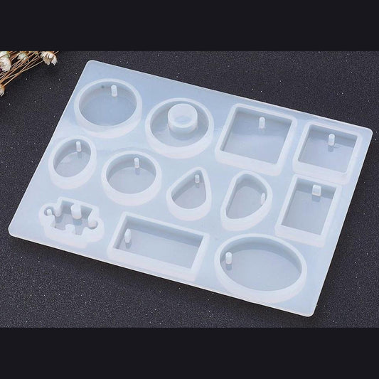 12PC Pendant Mould 152x113mm for Resin and Clay Jewelry Casting, 40-24mm Moulds