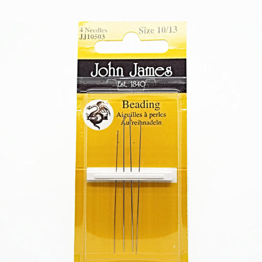 JOHN JAMES Beading Needles For Fine Threads, Size 10, 12 and 13, Quality Seed Beading Jewellery Making Tools