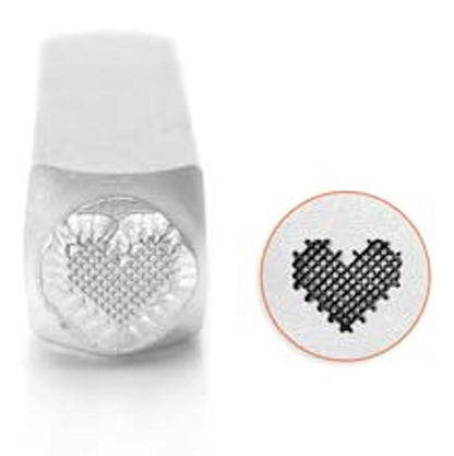 6mm PATCHWORK HEART Stamp by ImpressArt, Metalwork Punch Tool for Hand Stamping, Heart Jewellery Design Stamp