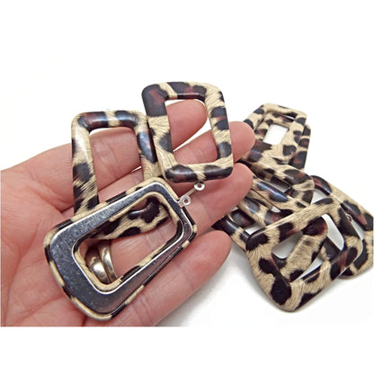 10 Faux Leather Animal Print Pendants in Trapezoid Shape 44x30x4mm for Necklace and Earrings