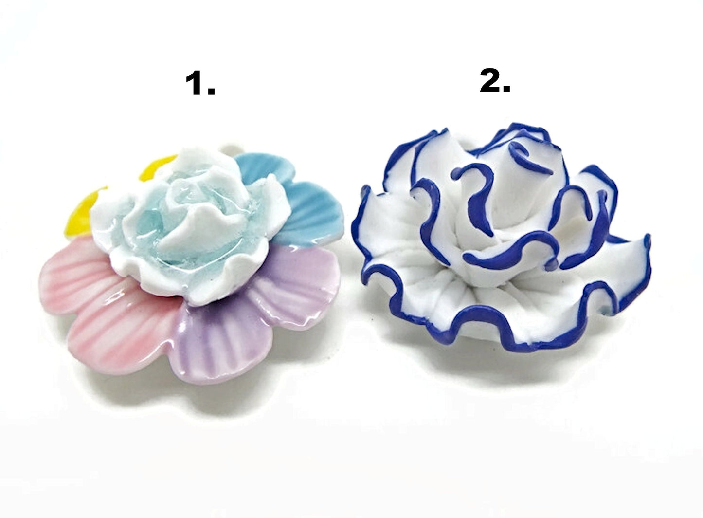 Porcelain Flower Pendants for Statement Jewellery Making, Craft Supplies, Multicoloured 34-44mm