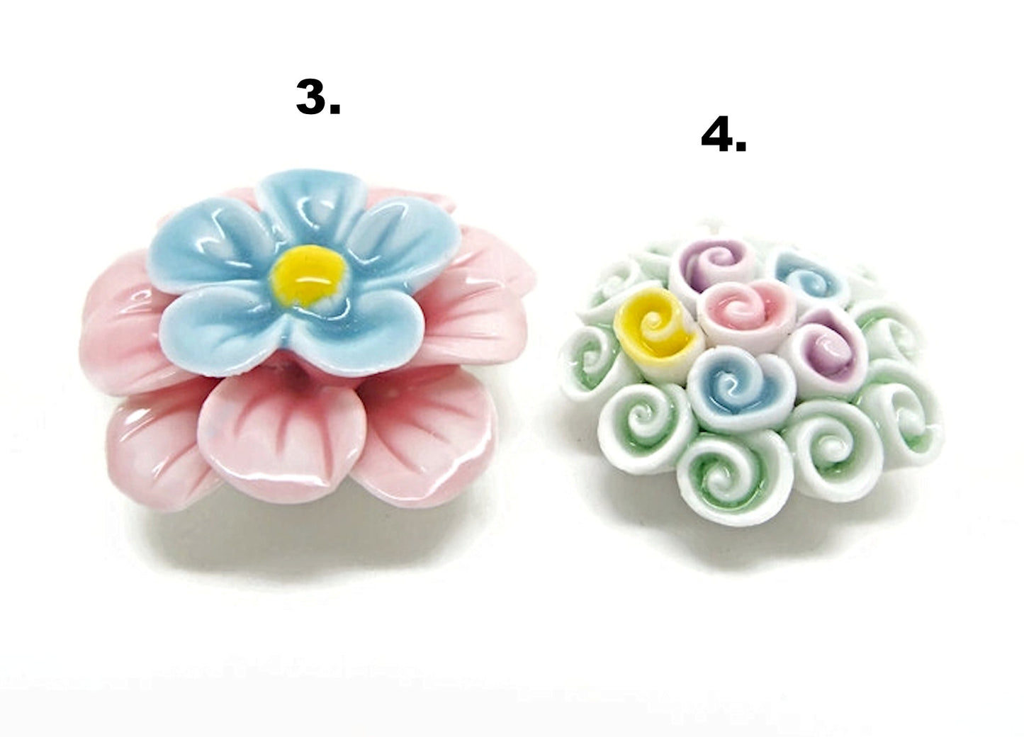 Porcelain Flower Pendants for Statement Jewellery Making, Craft Supplies, Multicoloured 34-44mm