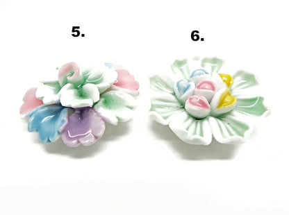 Porcelain Flower Pendants for Statement Jewellery Making, Craft Supplies, Multicoloured 34-44mm