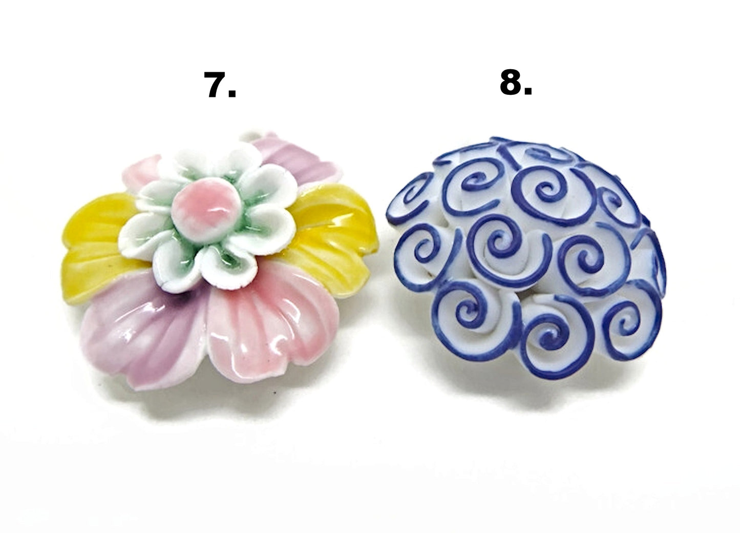 Porcelain Flower Pendants for Statement Jewellery Making, Craft Supplies, Multicoloured 34-44mm