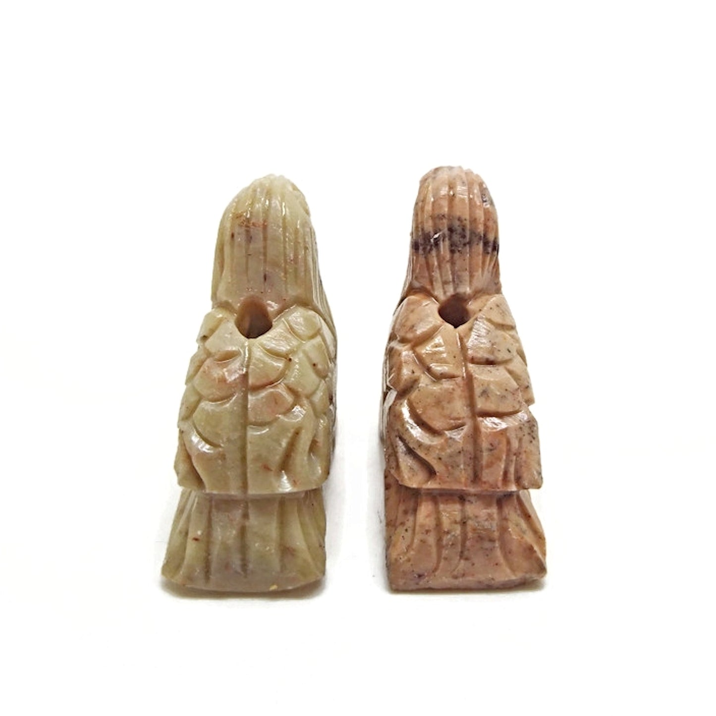 2 Carved Soapstone Bird Pendants 45x35x11mm for Jewellery and Crafts