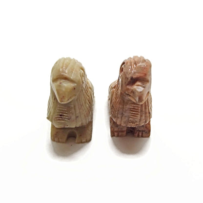 2 Carved Soapstone Bird Pendants 45x35x11mm for Jewellery and Crafts