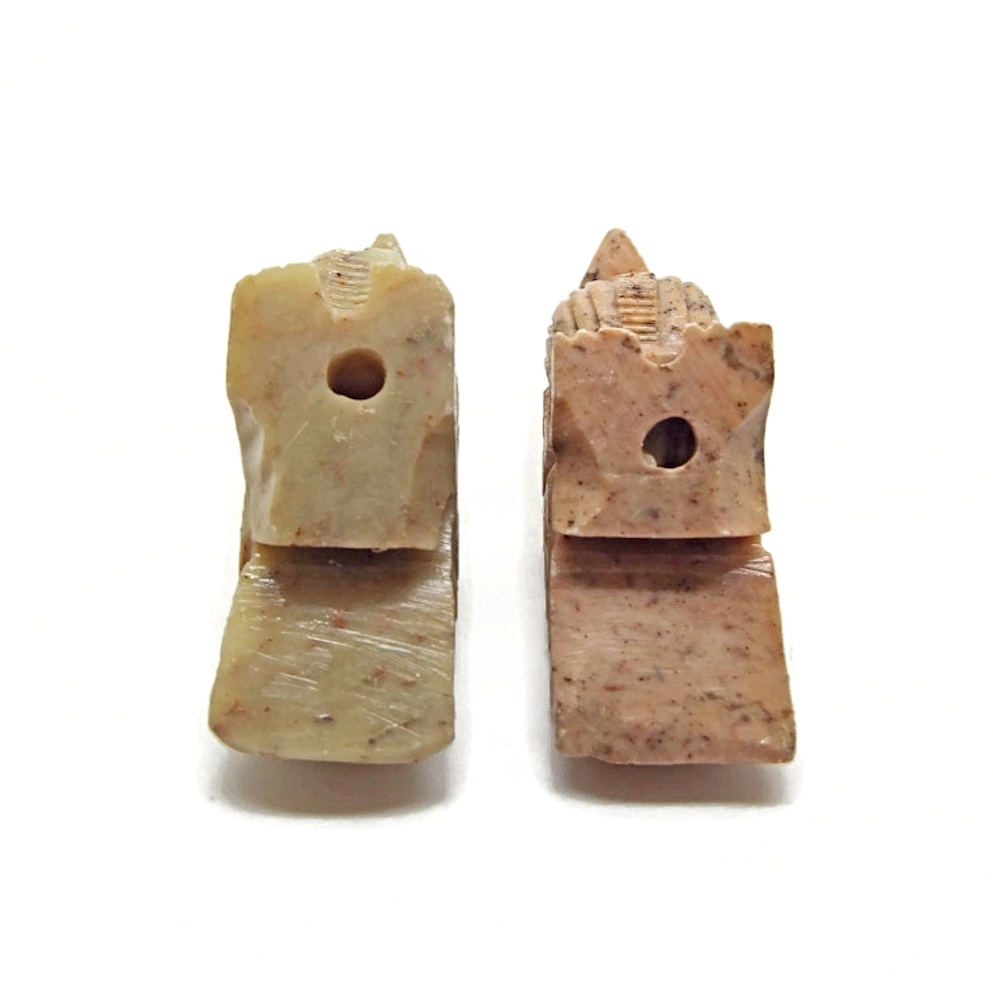 2 Carved Soapstone Bird Pendants 45x35x11mm for Jewellery and Crafts