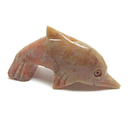 2 Carved Soapstone Dolphin Pendants 50x25x16mm for Jewellery and Crafts