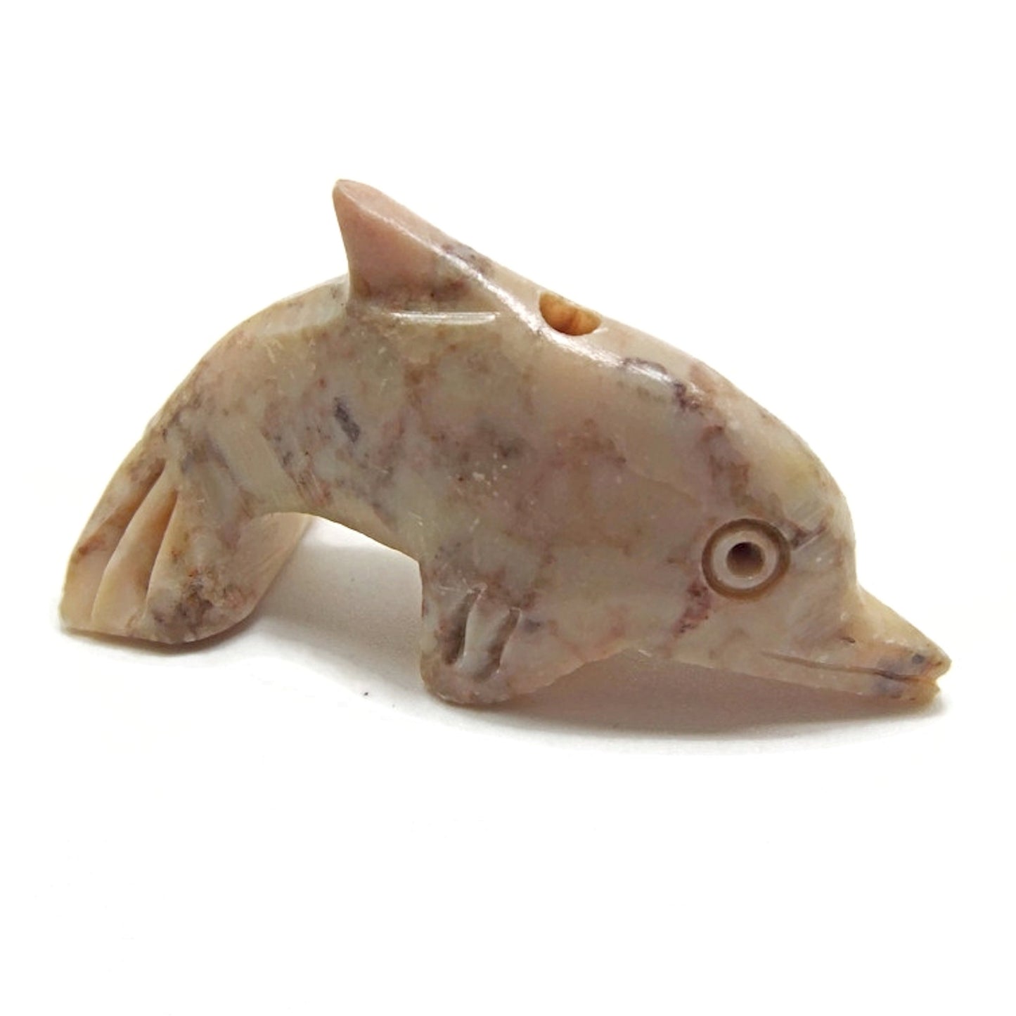 2 Carved Soapstone Dolphin Pendants 50x25x16mm for Jewellery and Crafts