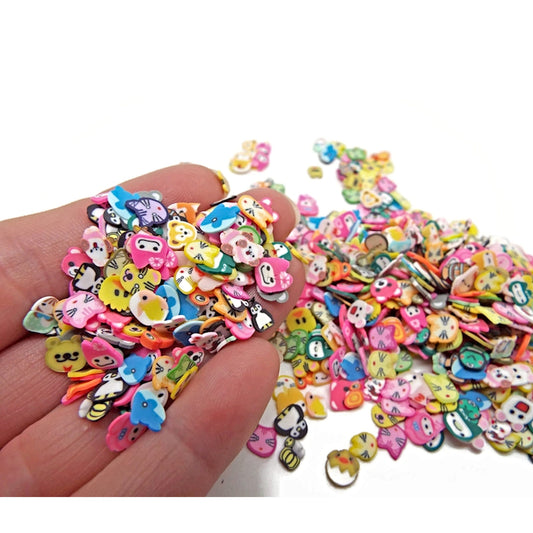 1000 Polymer Clay Animal Slices 4-6mm Inclusions for Resin, Nail Art & Mixed Media Embellishments