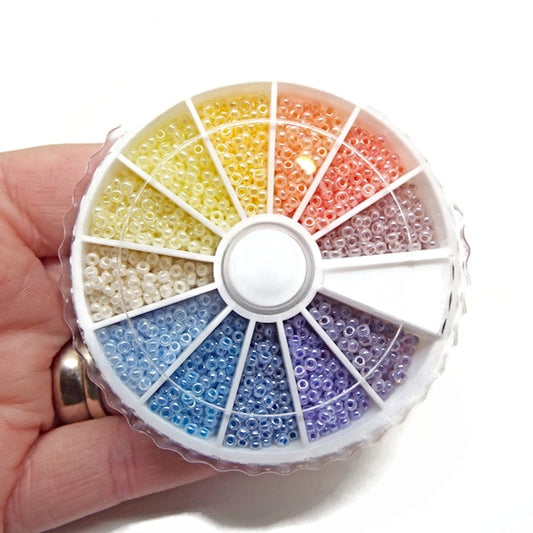 1800 Miyuki Seed Bead Sky Mix Bead Wheel, 12 Colours in Sunset Sunrise Mix, 150 of Each Colour