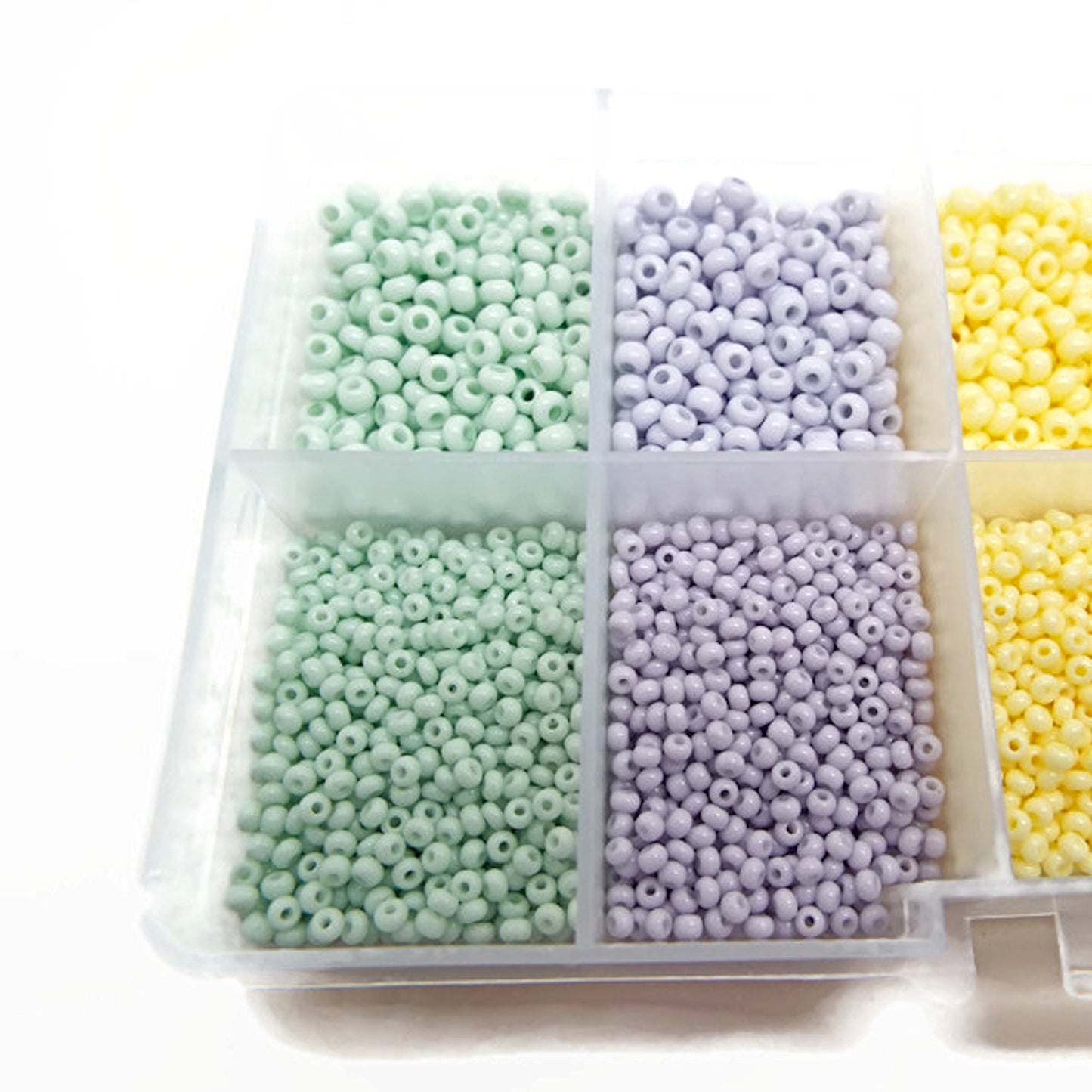 Preciosa Seed Beads, 10 Compartment Box with 5 Colours in 2 Sizes, Approx 7500 Beads