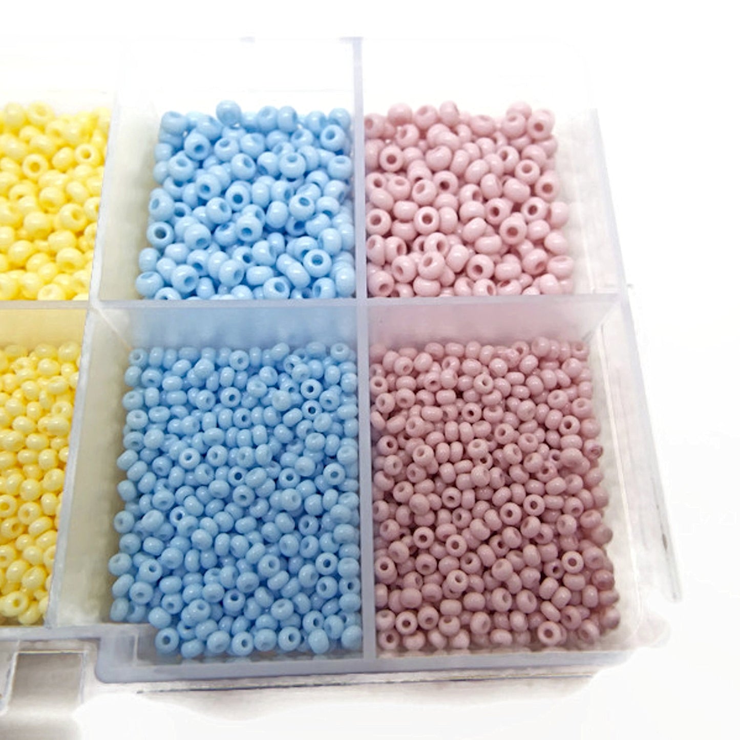 Preciosa Seed Beads, 10 Compartment Box with 5 Colours in 2 Sizes, Approx 7500 Beads