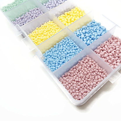 Preciosa Seed Beads, 10 Compartment Box with 5 Colours in 2 Sizes, Approx 7500 Beads