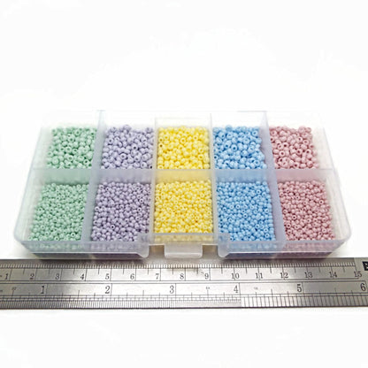 Preciosa Seed Beads, 10 Compartment Box with 5 Colours in 2 Sizes, Approx 7500 Beads