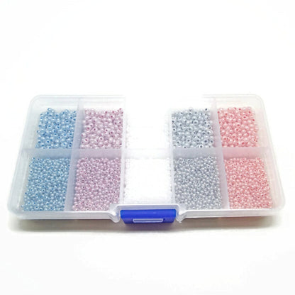 Preciosa Seed Beads, 10 Compartment Box with 5 Colours in 2 Sizes, Approx 8000 Beads