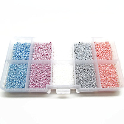 Preciosa Seed Beads, 10 Compartment Box with 5 Colours in 2 Sizes, Approx 8000 Beads