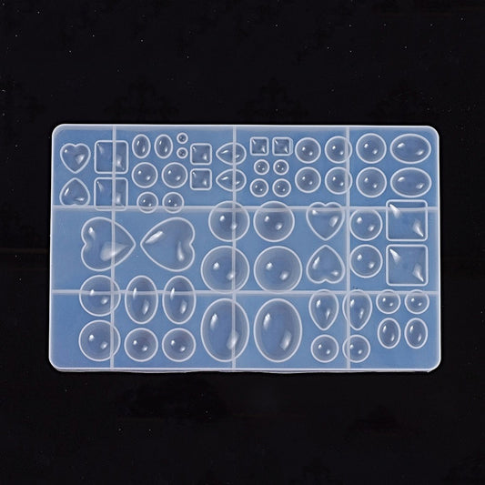 58pc Cabochon Silicone Mould, 255x161x15mm, Large & Sturdy for Epoxy Resin, UV Resin, Jesmonite & Clay, 58 Molds in 1