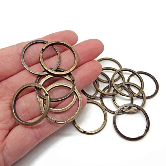 20 Split Rings in Antique Bronze Tone 25mm Diameter