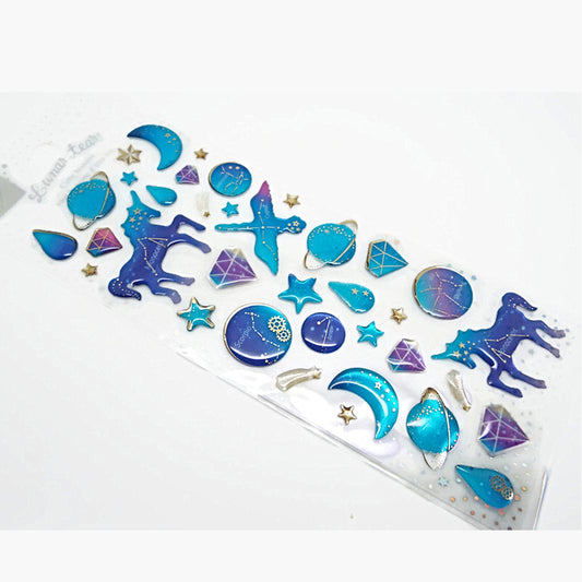 CELESTIAL PUFFY STICKERS, Self Adhesive. Perfect for Scrapbooking, Journalling, Resin and Mixed Media Crafts