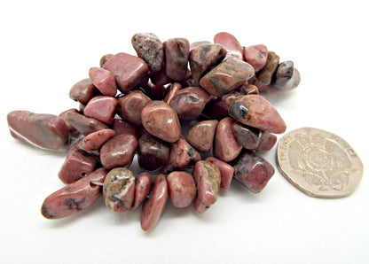 LARGE NATURAL Rhodonite Gemstone Chip Beads, 15in Strand, Pink Stone for Jewellery Making