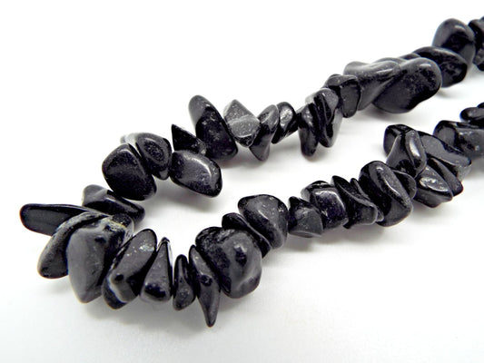 EXTRA LARGE Blackstone Chip Beads, 16in Strand for Semi-Precious Gemstone Jewellery Making