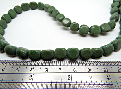 40 GREEN SERPENTINE Semi-Precious Beads, 8-11mm Triangle Pebbles, 15 Inch Strand