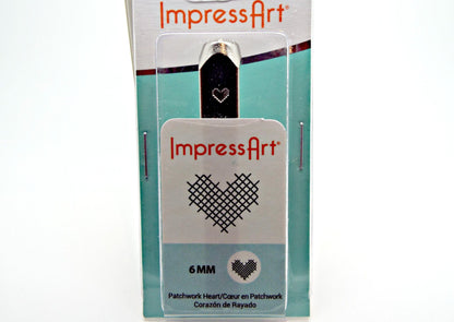 6mm PATCHWORK HEART Stamp by ImpressArt, Metalwork Punch Tool for Hand Stamping, Heart Jewellery Design Stamp