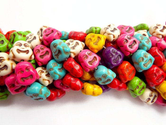 26 HOWLITE BUDDAH BEADS 15x13mm Multicoloured Dyed Bead Strand