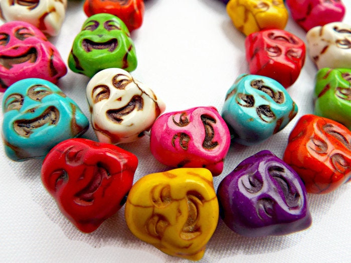 26 HOWLITE BUDDAH BEADS 15x13mm Multicoloured Dyed Bead Strand