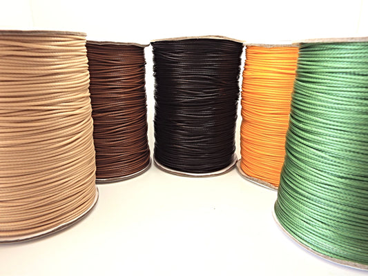 25 METRES OF 1MM Waxed Cord, 5M Each of 5 Colours. Brown, Orange & Green Mix Jewelry Cord, 5 Metres of Each, Polyester Jewellery Cord