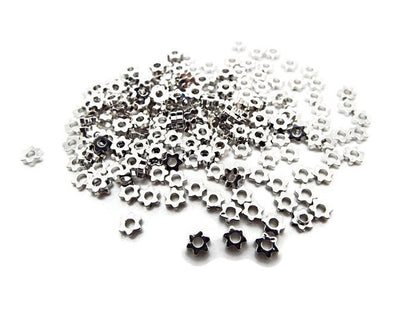 100 Silver Cog Spacer Beads 4x3mm Silver Tone Copper Beads