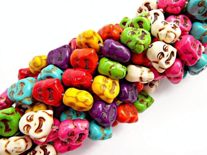 26 HOWLITE BUDDAH BEADS 15x13mm Multicoloured Dyed Bead Strand