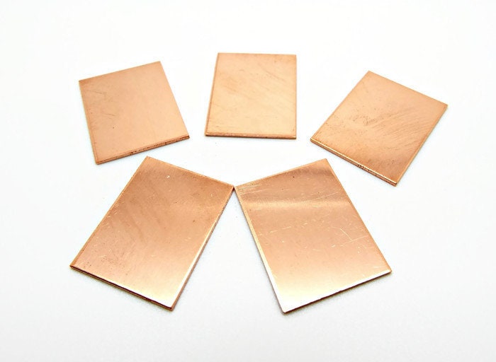 5 RECTANGLE COPPER Blanks 35x25mm, No Hole Stamping Pendants for Jewellery Making