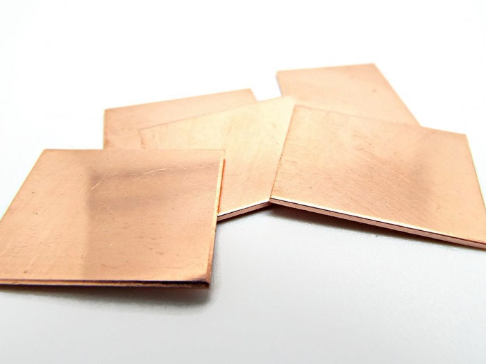 5 RECTANGLE COPPER Blanks 35x25mm, No Hole Stamping Pendants for Jewellery Making