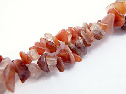 NATURAL LODOLITE Medium Gemstone Chip Beads, 16 Inch Strand of Orange Red Peach Stone for Jewellery Making