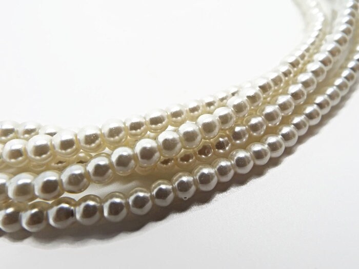 4MM CREAM GLASS PEARLS Pack of 100 Jewellery Making Beads, Wedding Accessory Embellishments