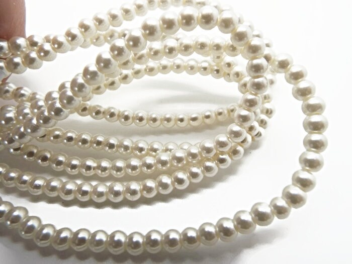 4MM CREAM GLASS PEARLS Pack of 100 Jewellery Making Beads, Wedding Accessory Embellishments