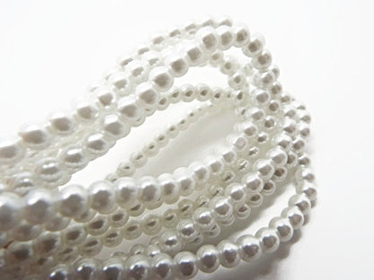 100x 4mm Round White Glass Pearl Beads suitable for Wedding Accessories, Beaded Jewellery & Hair Comb Decoration