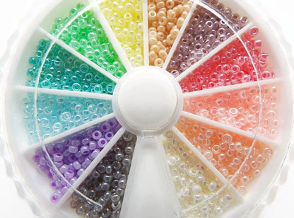 1800 Pastel Miyuki Seed Bead Wheel Size 11/0 12 Colours Rainbow Seed Beads, 150 of Each Color