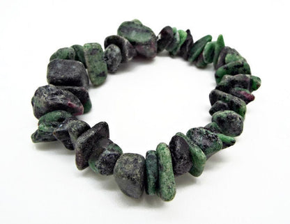 RUBY IN ZOISITE Nuggets, 8 Inch Strand of Green Gemstone with Ruby Inclusions, Large Stone Jewellery Beads