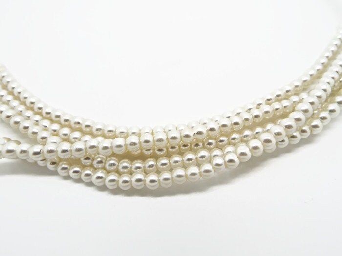 4MM CREAM GLASS PEARLS Pack of 100 Jewellery Making Beads, Wedding Accessory Embellishments