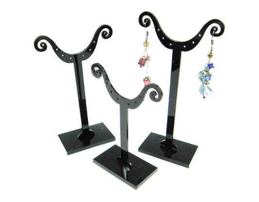 3 SCROLL EARRING DISPLAY STANDS in Black Holds 4 Pairs Per Stand, Jewelry Display in a Scroll Design, Earring Organisers, UK Shop