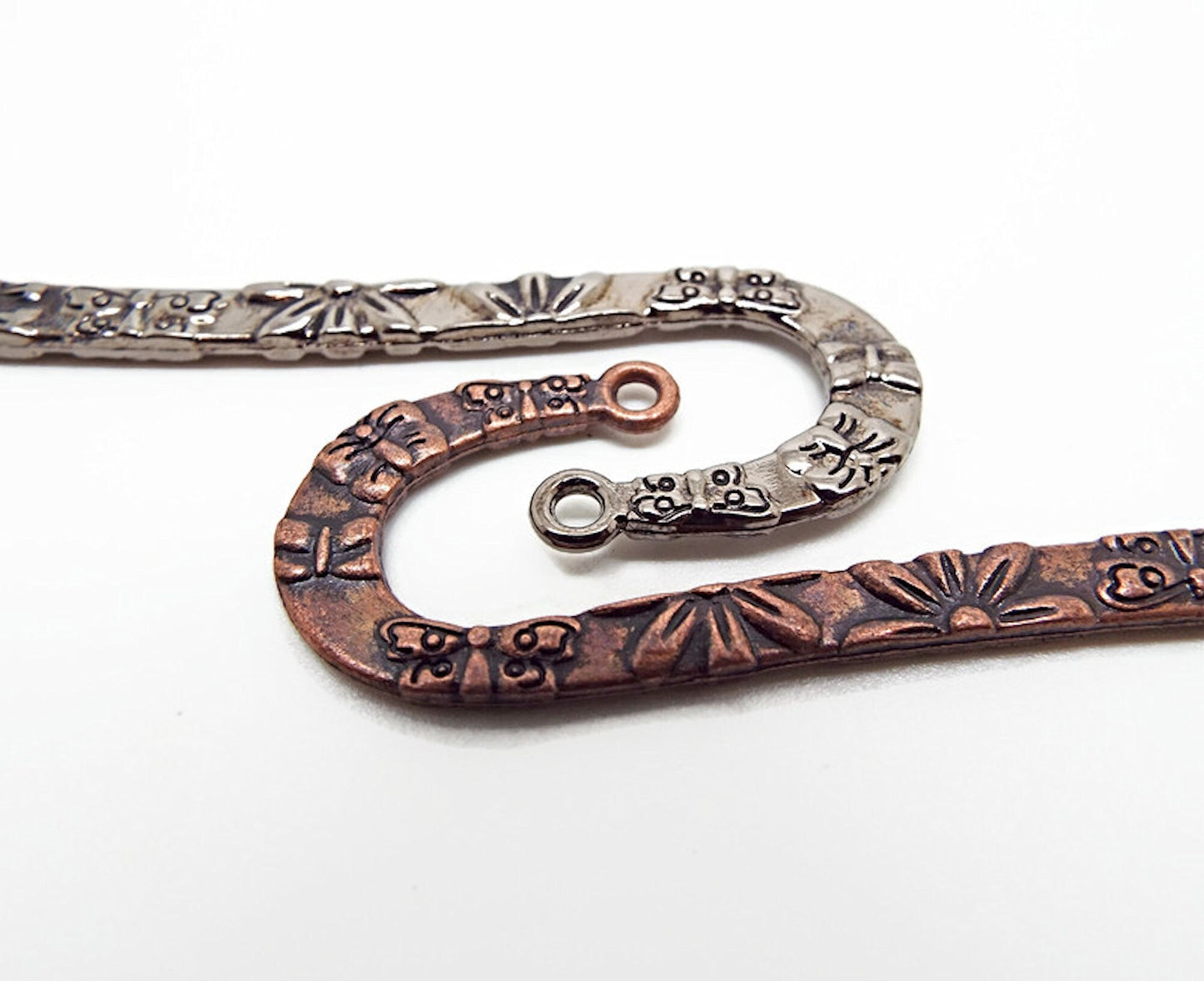 5 METAL BUTTERFLY Bookmark Blanks in Antique Copper or Gunmetal, 123mm, Add Beads Tassels Charms, Perfect Bookworm Gift