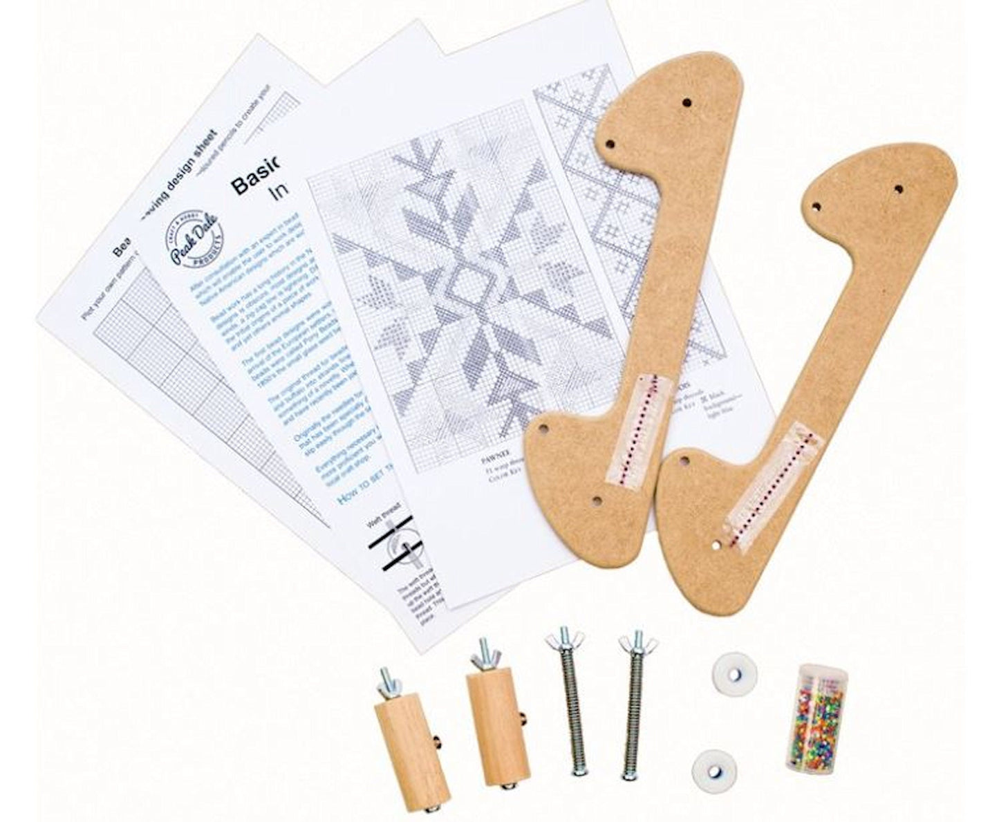 WOODEN BEAD LOOM KIT for Beginners, Bead Weaving Kit, Includes Beads, Thread and Needles