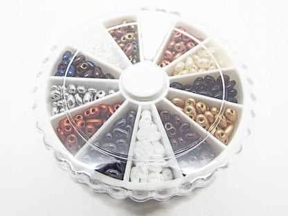 360 PRECIOSA DUO Twin Hole Beads in a 12 Color Wheel, 30 Per Section, Beading Supplies