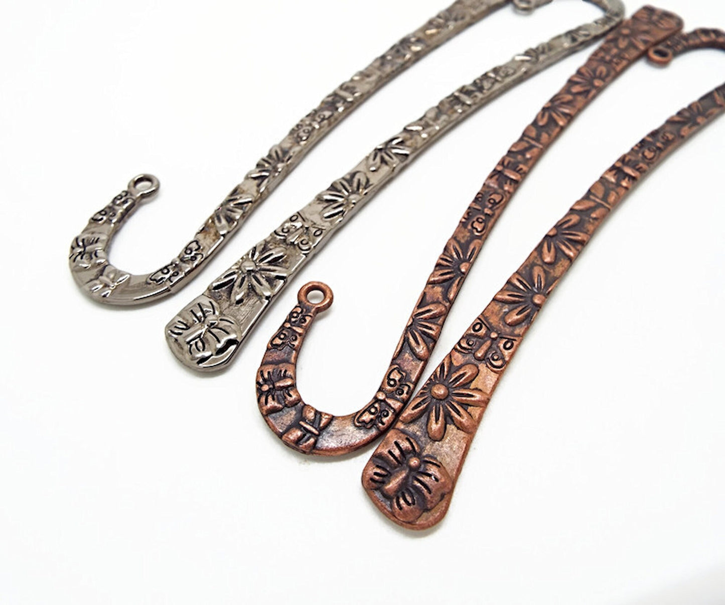 5 METAL BUTTERFLY Bookmark Blanks in Antique Copper or Gunmetal, 123mm, Add Beads Tassels Charms, Perfect Bookworm Gift